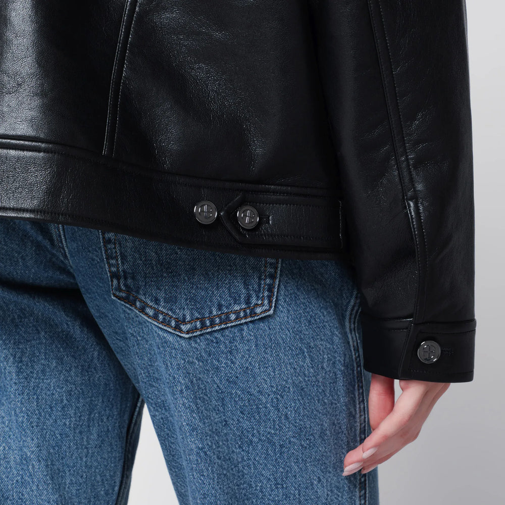 ANINE BING - Black regenerated leather jacket Brand Apparel & Accessories > Clothing > Outerwear > Coats & Jackets