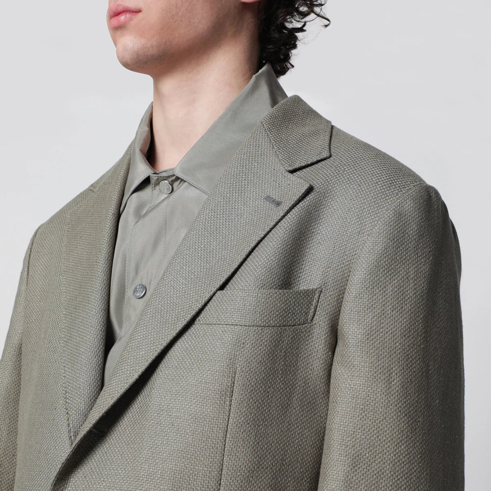 Brunello Cucinelli - Deconstructed Cavallo jacket in khaki silk hopsack Brand Apparel & Accessories > Clothing > Outerwear > Coats & Jackets
