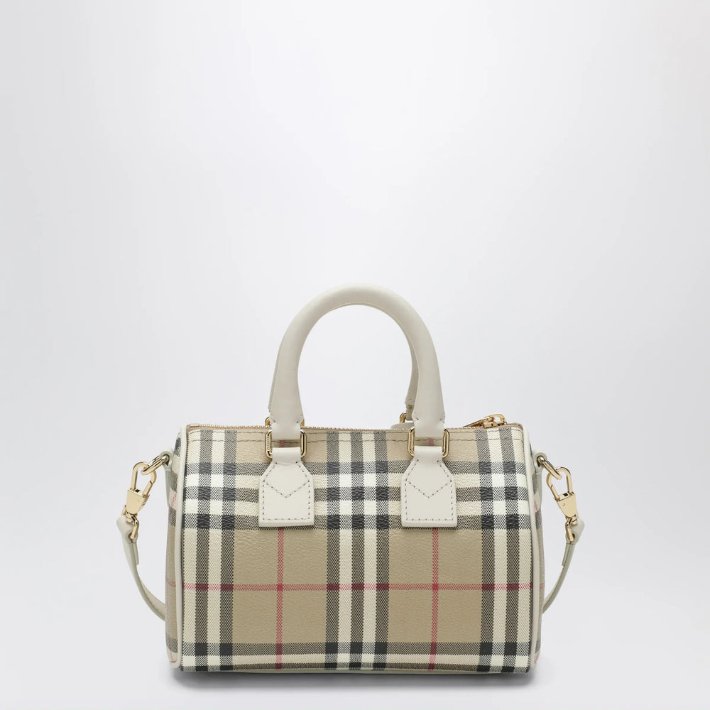Burberry - Mini Vintage Check bowling bag in coated cotton beige Brand Apparel & Accessories > Clothing > Outerwear > Coats & Jackets TU