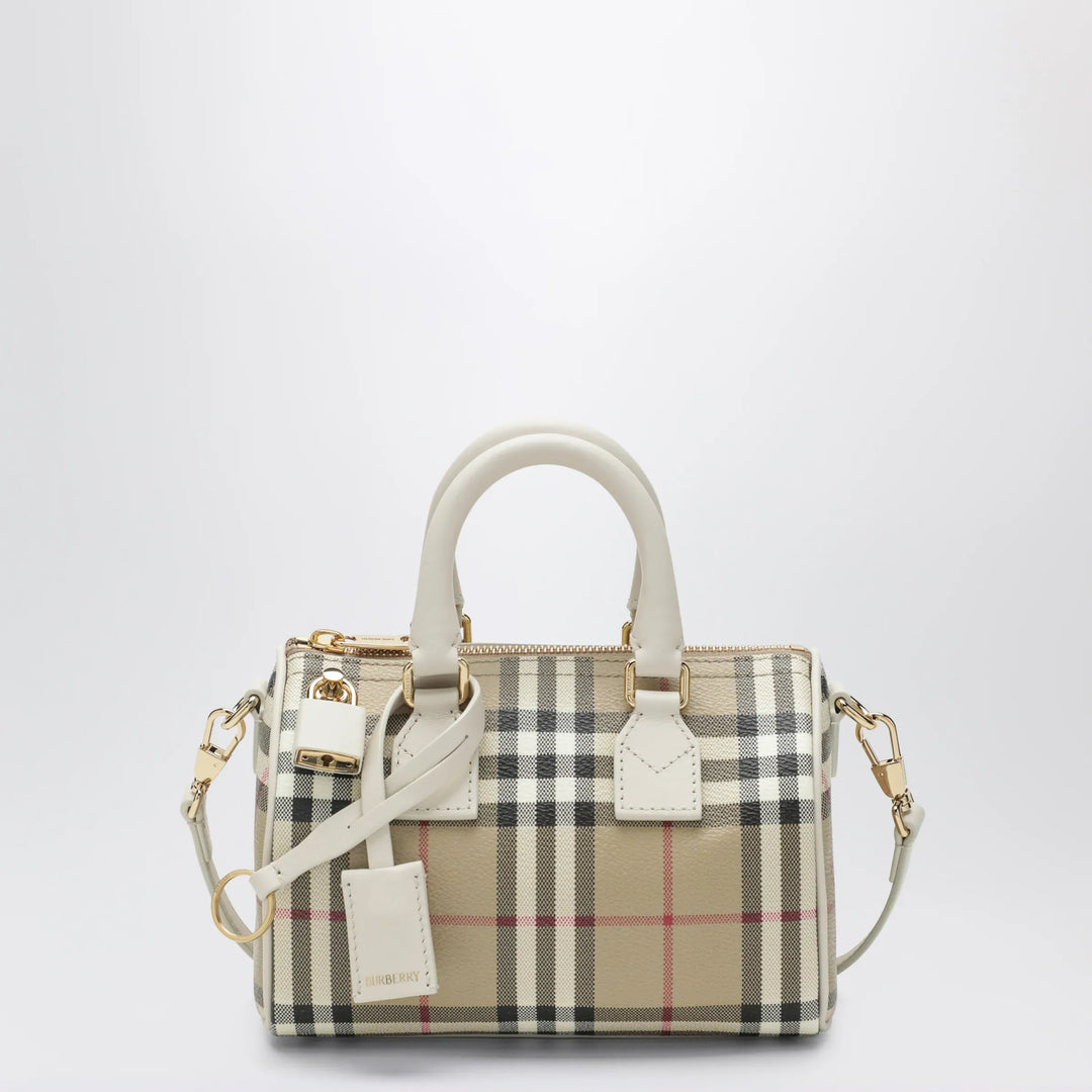 Burberry - Mini Vintage Check bowling bag in coated cotton beige Brand Apparel & Accessories > Clothing > Outerwear > Coats & Jackets TU