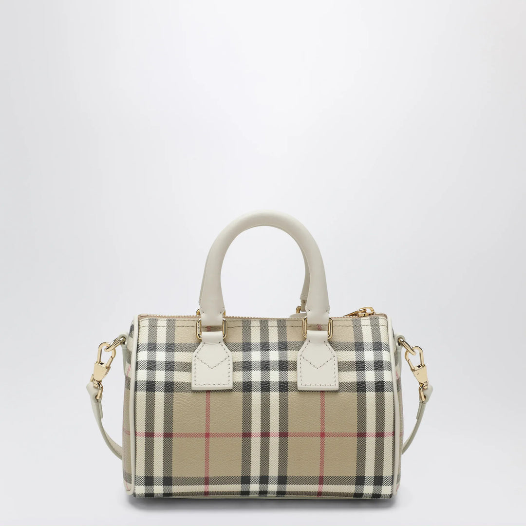 Burberry - Mini Vintage Check bowling bag in coated cotton beige Brand Apparel &amp; Accessories > Clothing > Outerwear > Coats &amp; Jackets TU
