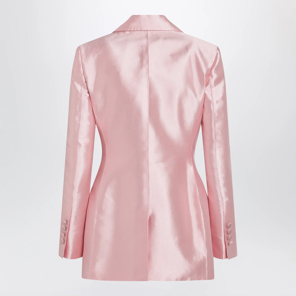 Dolce&Gabbana - Single-breasted silk shantung blazer in pink Brand Apparel & Accessories > Clothing > Outerwear > Coats & Jackets 40  IT