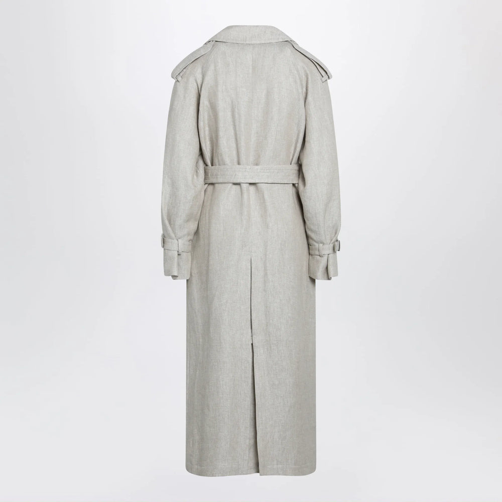 Max Mara - Sand-coloured double-breasted duster coat in linen drill Brand Apparel & Accessories > Clothing > Outerwear > Coats & Jackets
