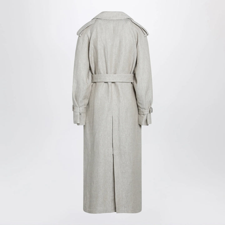 Max Mara - Sand-coloured double-breasted duster coat in linen drill Brand Apparel &amp; Accessories > Clothing > Outerwear > Coats &amp; Jackets