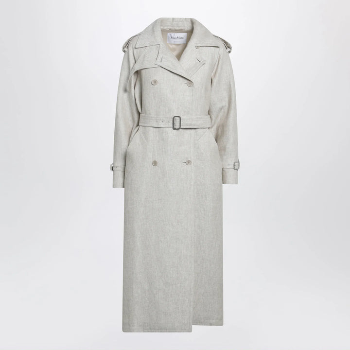 Max Mara - Sand-coloured double-breasted duster coat in linen drill Brand Apparel &amp; Accessories > Clothing > Outerwear > Coats &amp; Jackets 40  IT