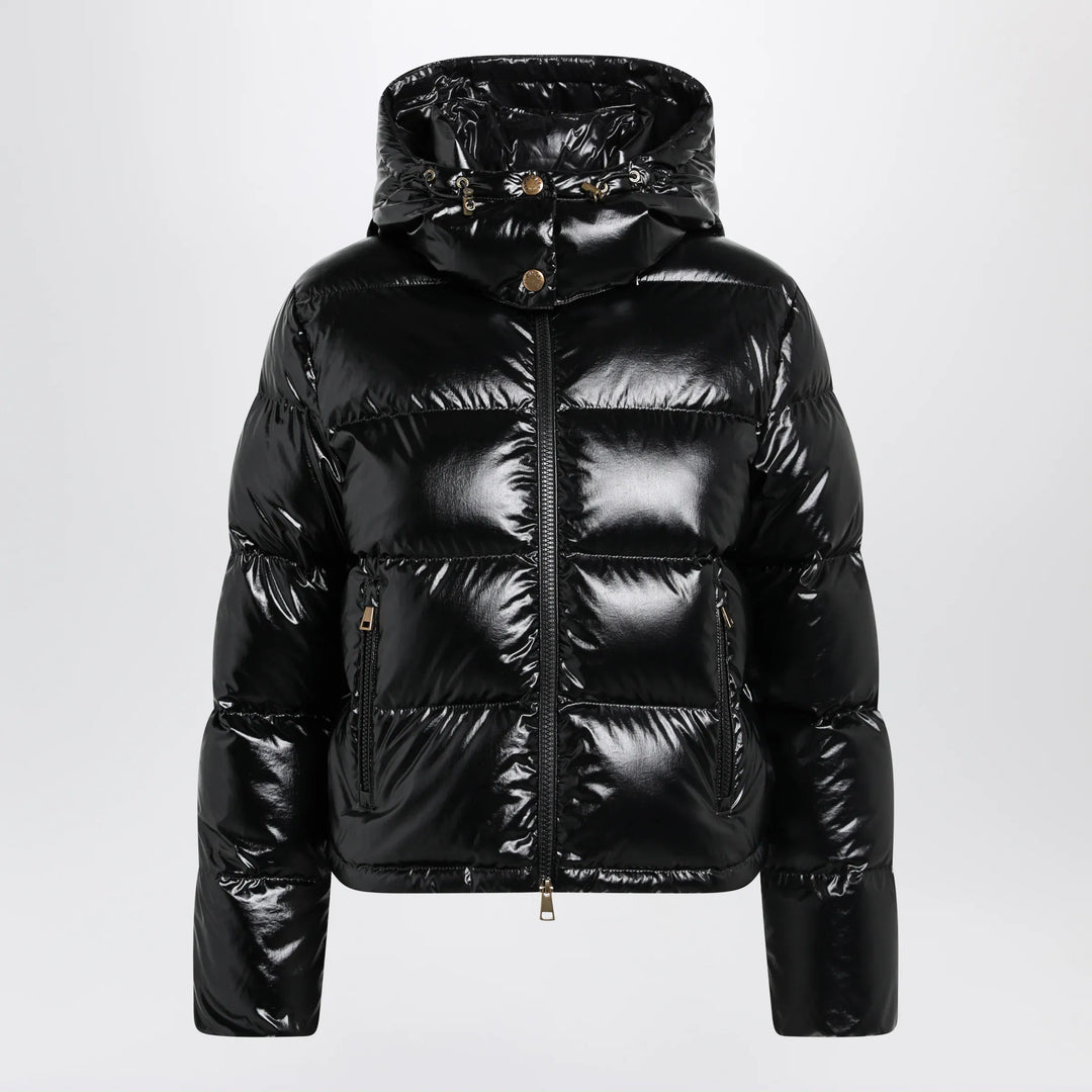 Moncler - Niveole cropped down jacket in glossy nylon black Brand Apparel & Accessories > Clothing > Outerwear > Coats & Jackets 2