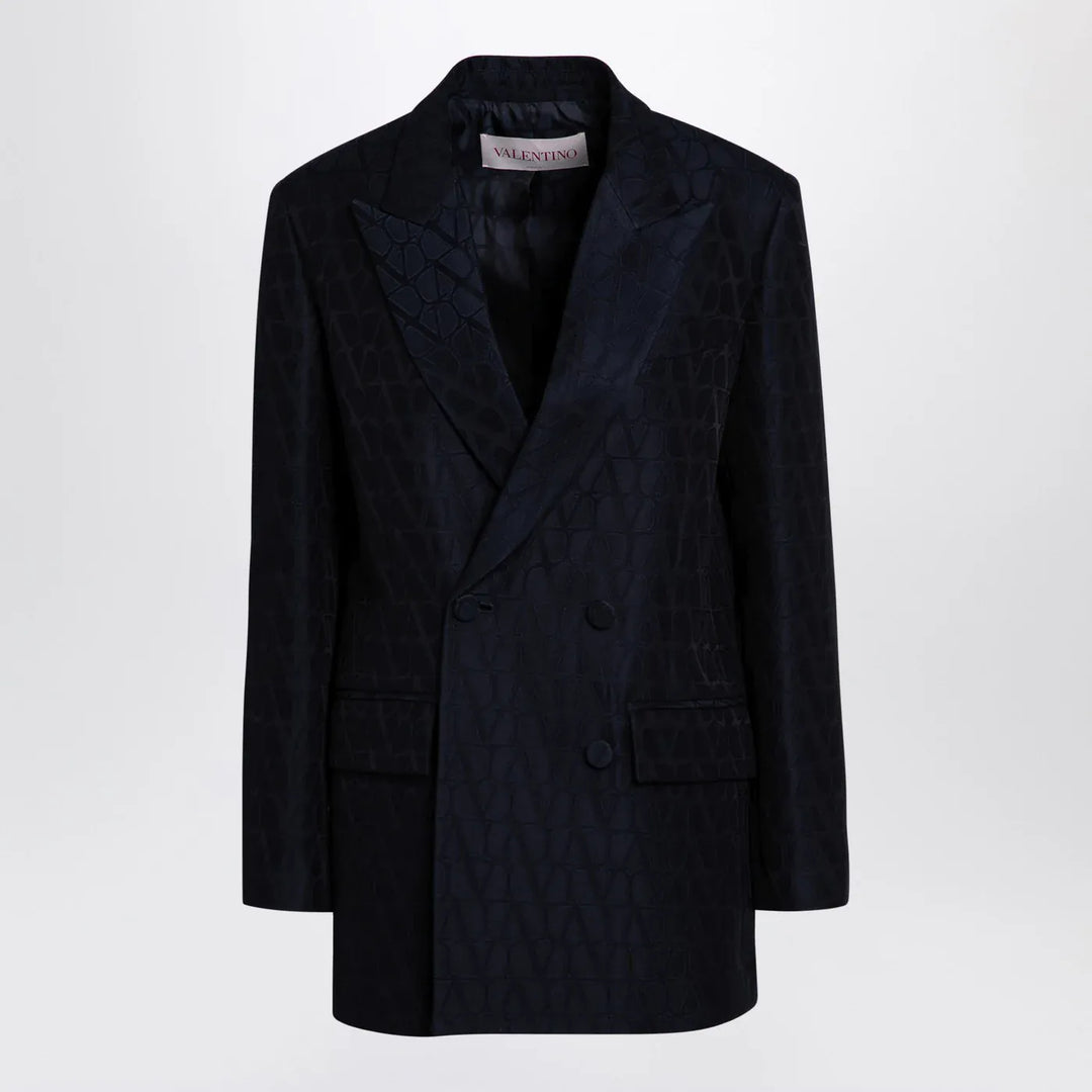 Valentino - Navy blue double-breasted jacket Toile Iconographe Brand Apparel & Accessories > Clothing > Outerwear > Coats & Jackets 40  IT