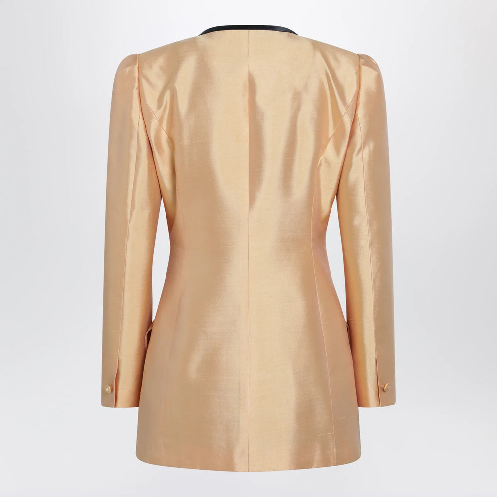 Valentino - Pea coat in shantung in melon/black Brand Apparel & Accessories > Clothing > Outerwear > Coats & Jackets