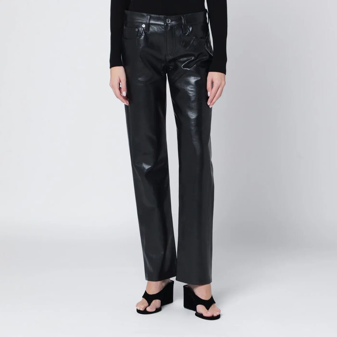 AGOLDE - Black faux leather trousers Low Rise Slim Brand Apparel & Accessories > Clothing > Pants 24