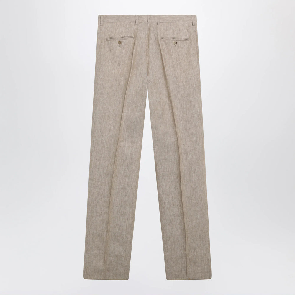 Dolce&Gabbana - Classic linen twill trousers in beige/white mélange Brand Apparel & Accessories > Clothing > Pants