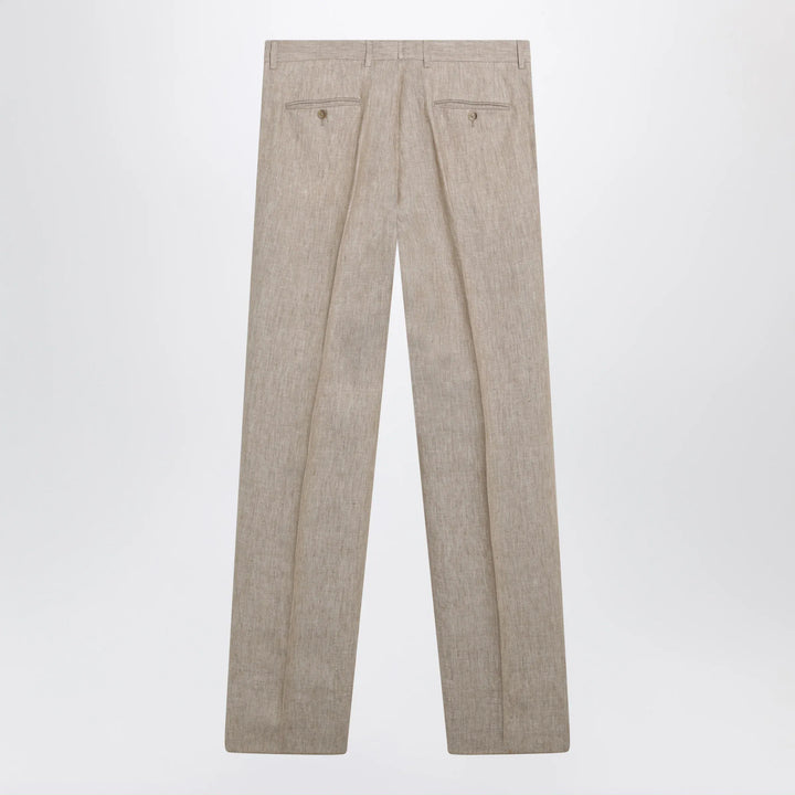 Dolce&amp;Gabbana - Classic linen twill trousers in beige/white mélange Brand Apparel &amp; Accessories > Clothing > Pants