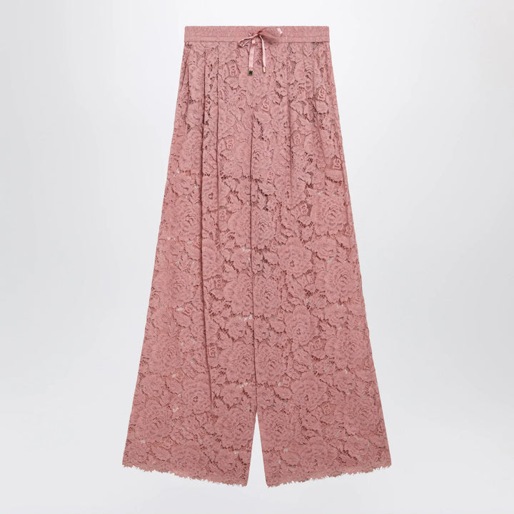 Dolce&amp;Gabbana - High-waist flared floral lace pants in dusty pink Brand Apparel &amp; Accessories > Clothing > Pants 40  IT
