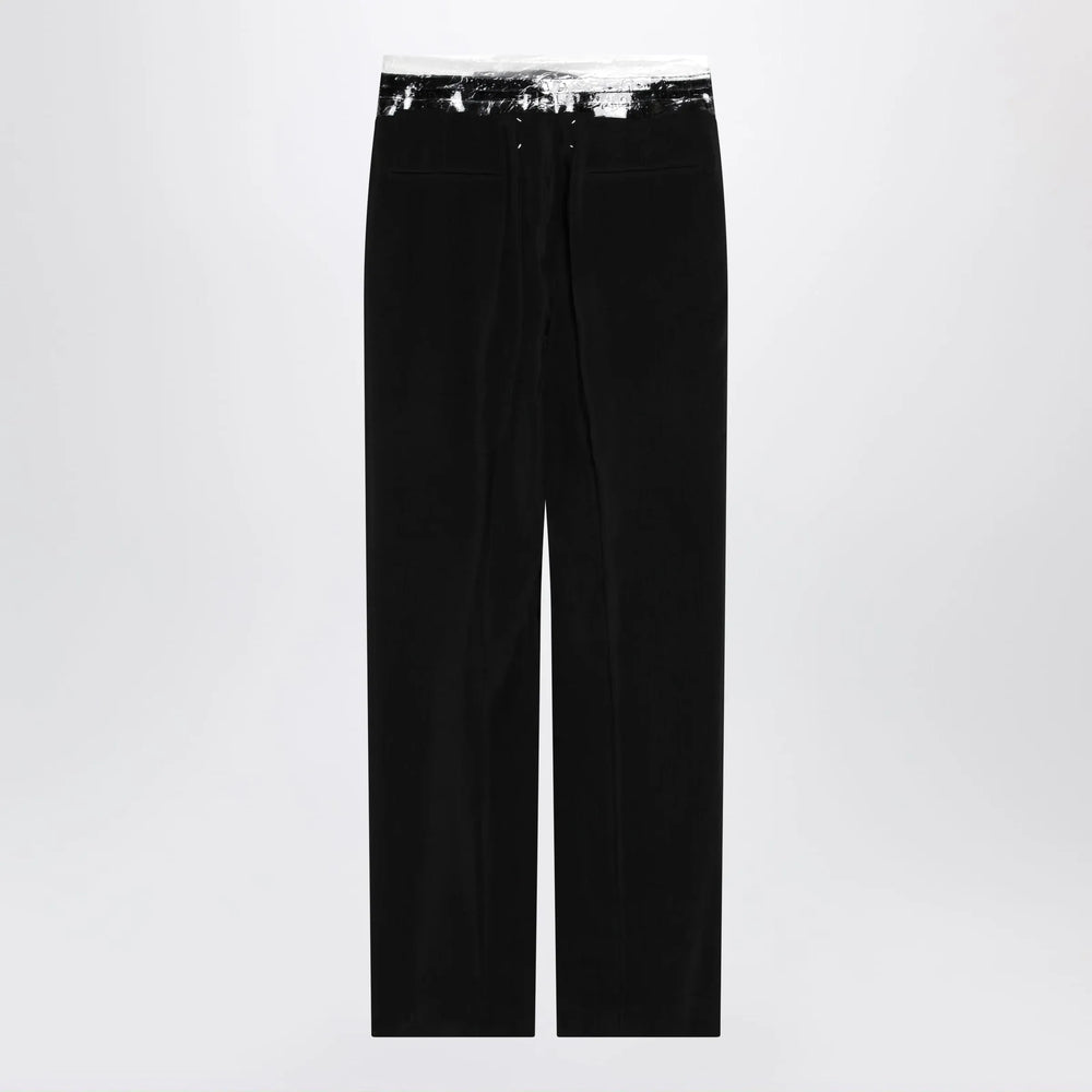 Maison Margiela - Black pants with tape-detail waistband Brand Apparel & Accessories > Clothing > Pants