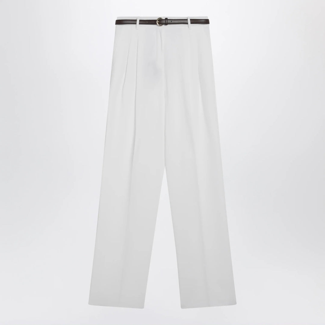 Max Mara Studio - White cotton trousers Brand Apparel & Accessories > Clothing > Pants 40  IT