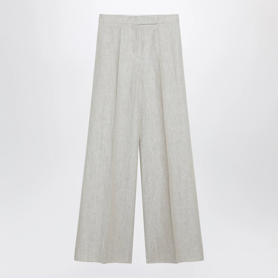 Max Mara - Wide-leg trousers in brown/grey linen drill Brand Apparel & Accessories > Clothing > Pants 40  IT