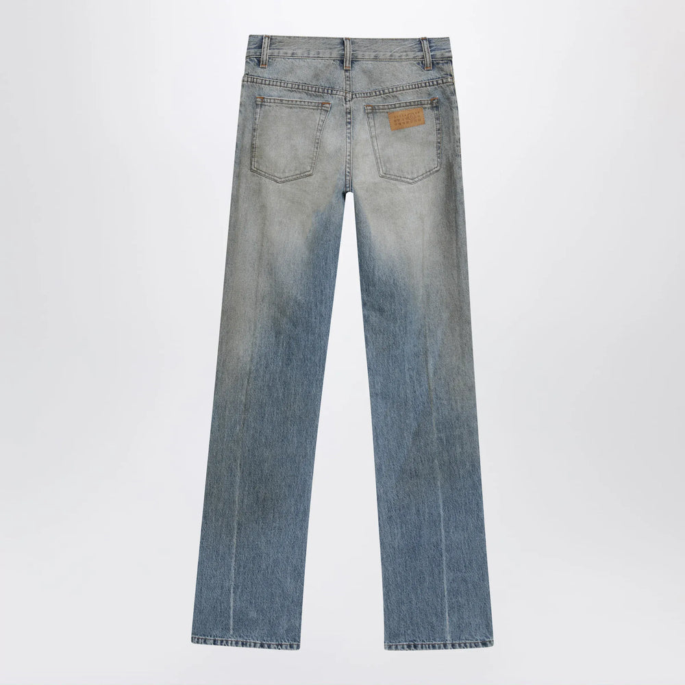 MM6 Maison Margiela - Straight-leg high-waist cotton jeans in medium blue Brand Apparel & Accessories > Clothing > Pants