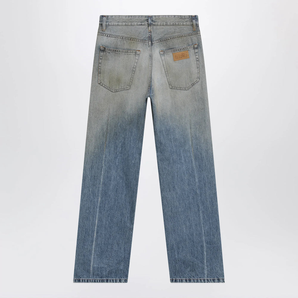 MM6 Maison Margiela - Straight-leg trompe-l'œil cotton jeans in medium blue Brand Apparel & Accessories > Clothing > Pants