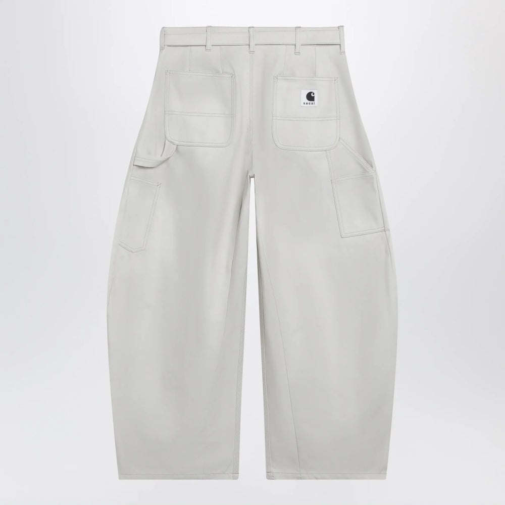 Sacai x Carhartt WIP - Ivory rounded cargo pants in cotton Brand Apparel & Accessories > Clothing > Pants