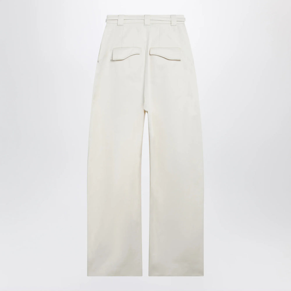 Sportmax - Oversized trousers in vanilla cotton gabardine Brand Apparel & Accessories > Clothing > Pants