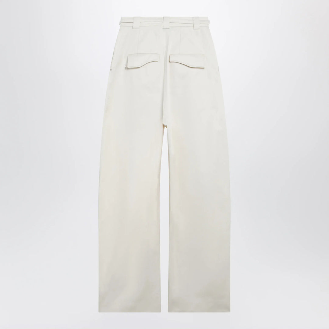 Sportmax - Oversized trousers in vanilla cotton gabardine Brand Apparel &amp; Accessories > Clothing > Pants