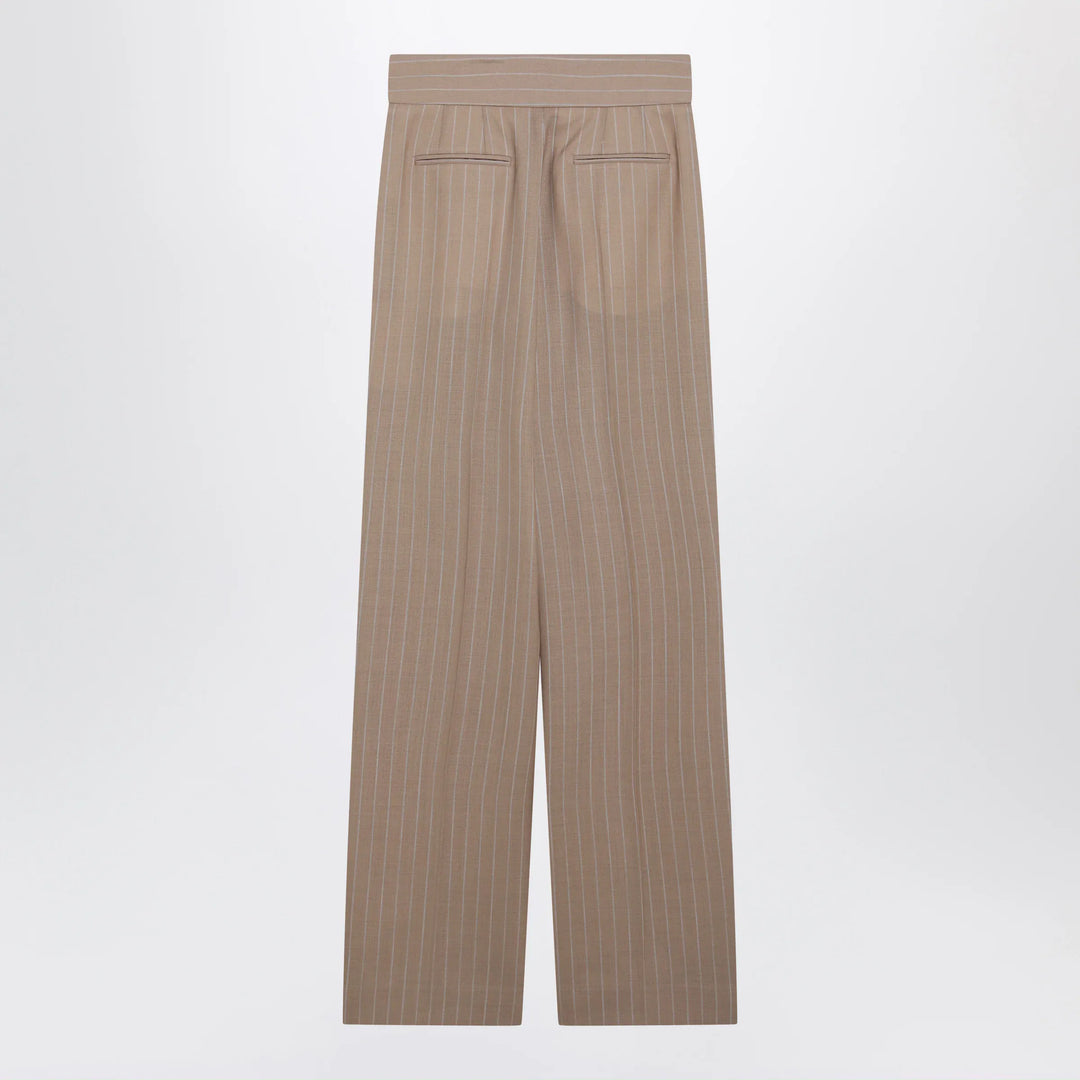 Valentino - Mud-colored pinstripe wool trousers Brand Apparel &amp; Accessories > Clothing > Pants