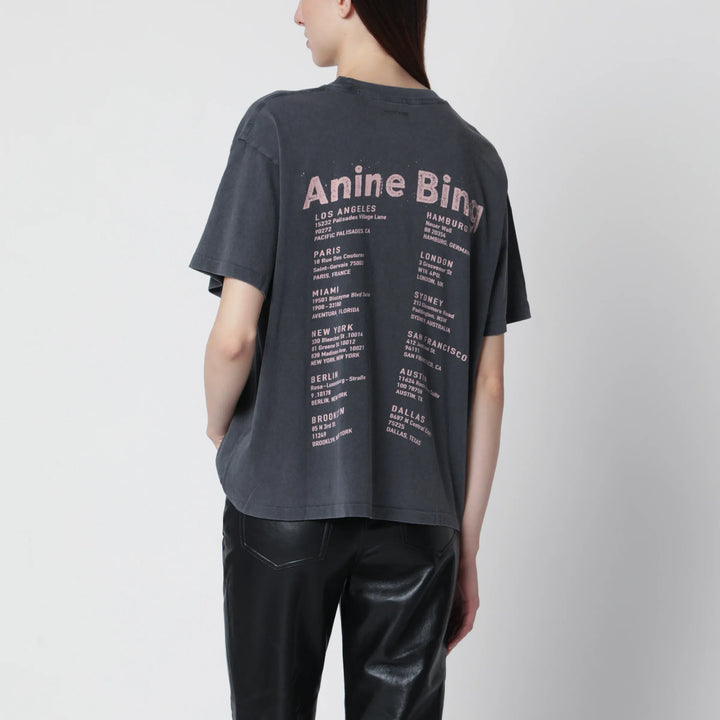 ANINE BING - Cade Tee Smiley graphic cotton T-shirt in Washed Grey Brand Apparel &amp; Accessories > Clothing > Shirts &amp; Tops