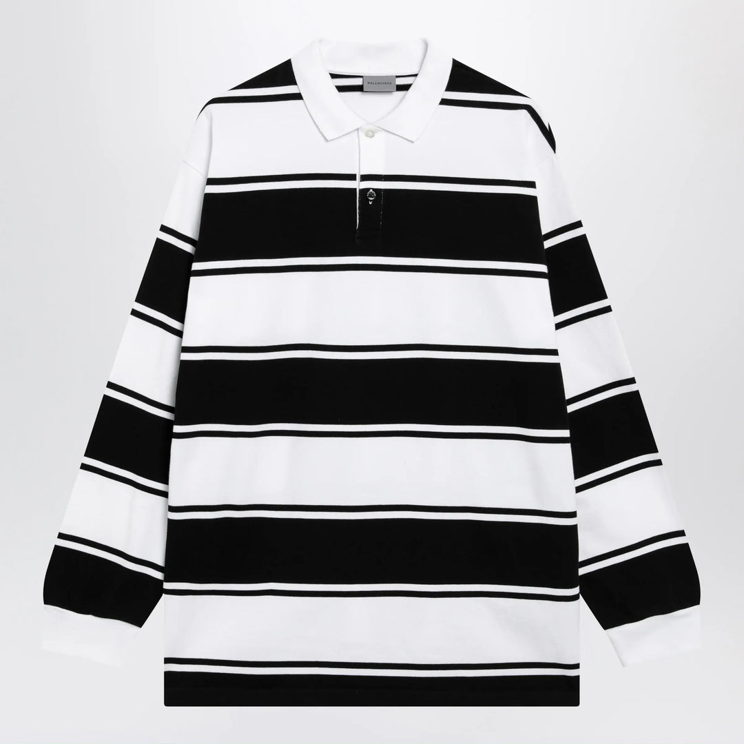 Balenciaga - Black/white striped cotton polo shirt Brand Apparel & Accessories > Clothing > Shirts & Tops S