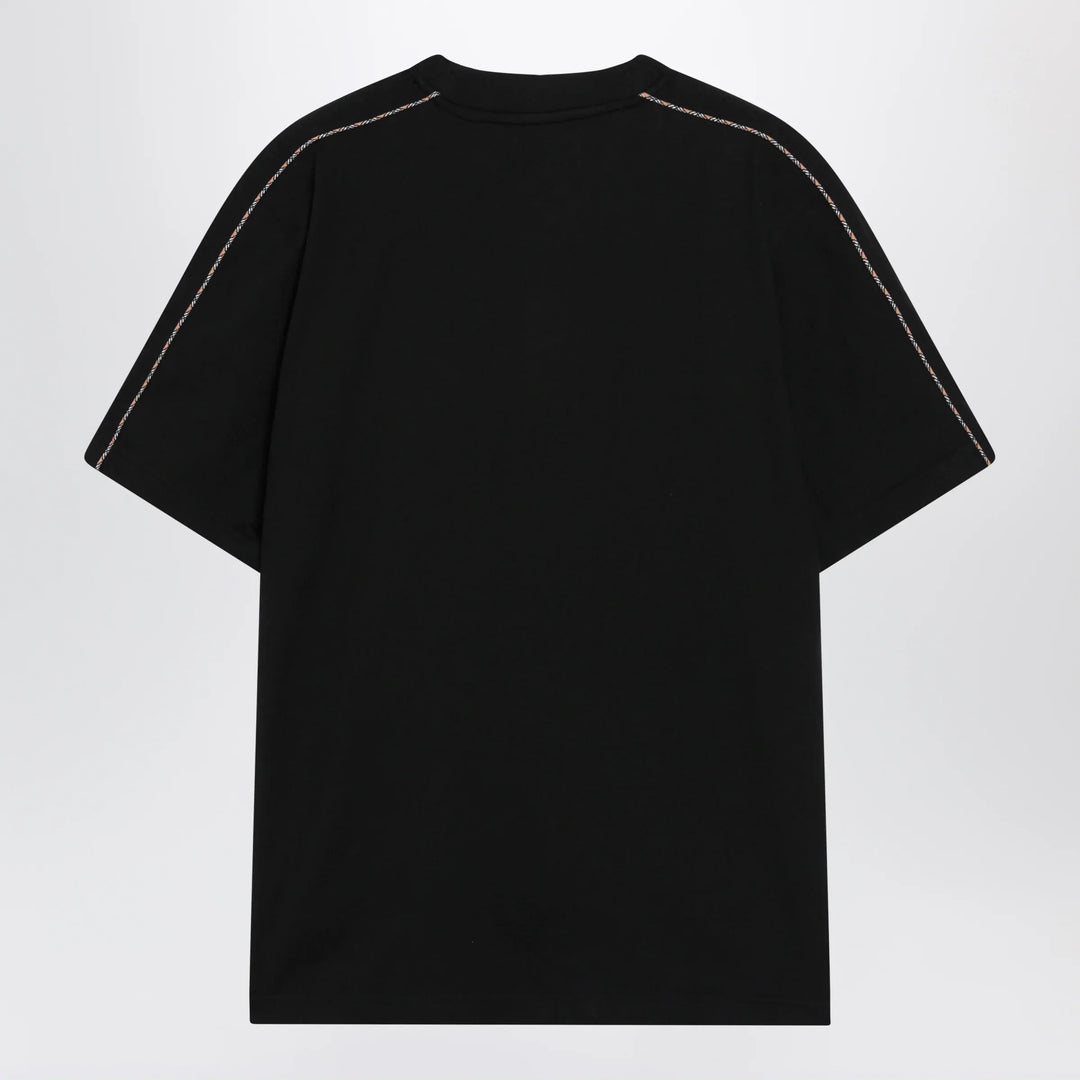 Burberry - Cotton T-shirt with Check trim in black Brand Apparel &amp; Accessories > Clothing > Shirts &amp; Tops