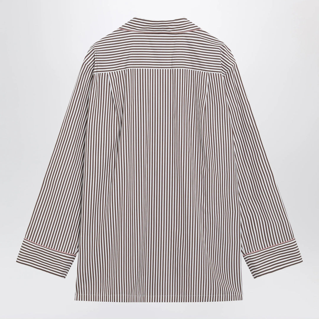 Dolce&amp;Gabbana - Brown striped cotton shirt with revere collar Brand Apparel &amp; Accessories > Clothing > Shirts &amp; Tops 42  IT