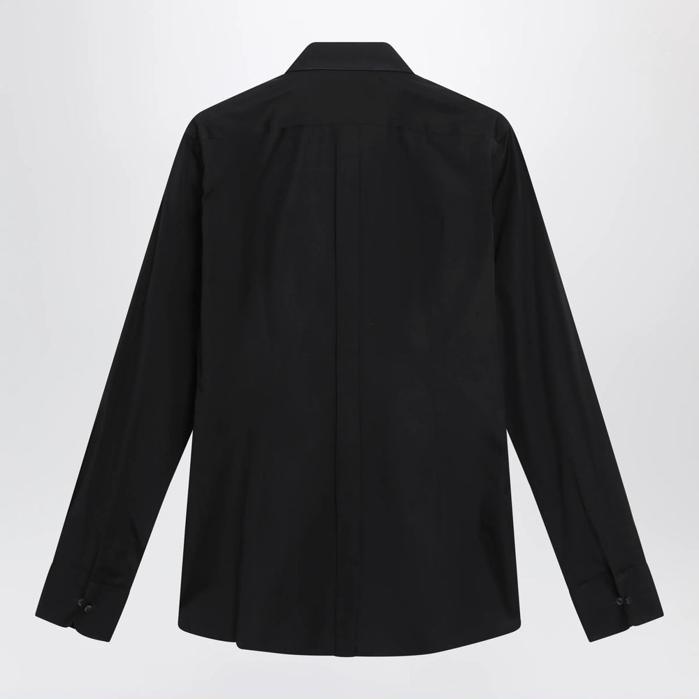 Dolce&Gabbana - Gold-fit tuxedo shirt in cotton poplin, black Brand Apparel & Accessories > Clothing > Shirts & Tops