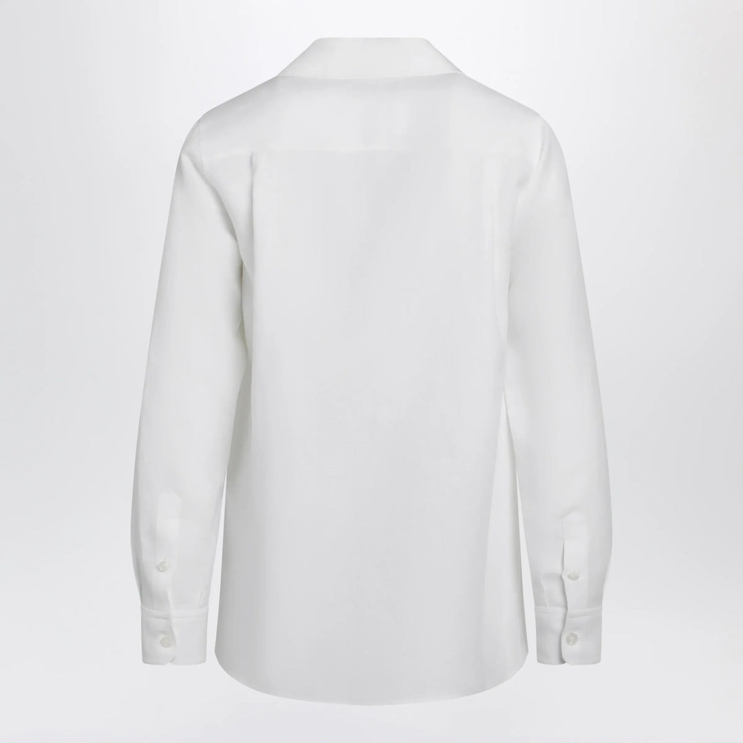Dolce&amp;Gabbana - Long-sleeve V-neck linen shirt in optical white Brand Apparel &amp; Accessories > Clothing > Shirts &amp; Tops