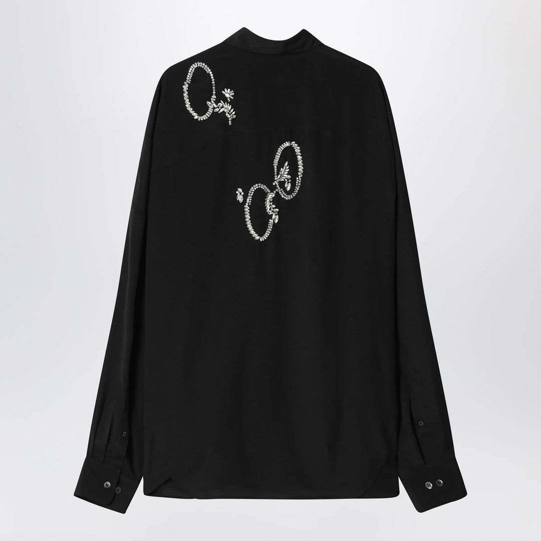 Dries Van Noten - Black shirt with sequin embroidery Brand Apparel &amp; Accessories > Clothing > Shirts &amp; Tops