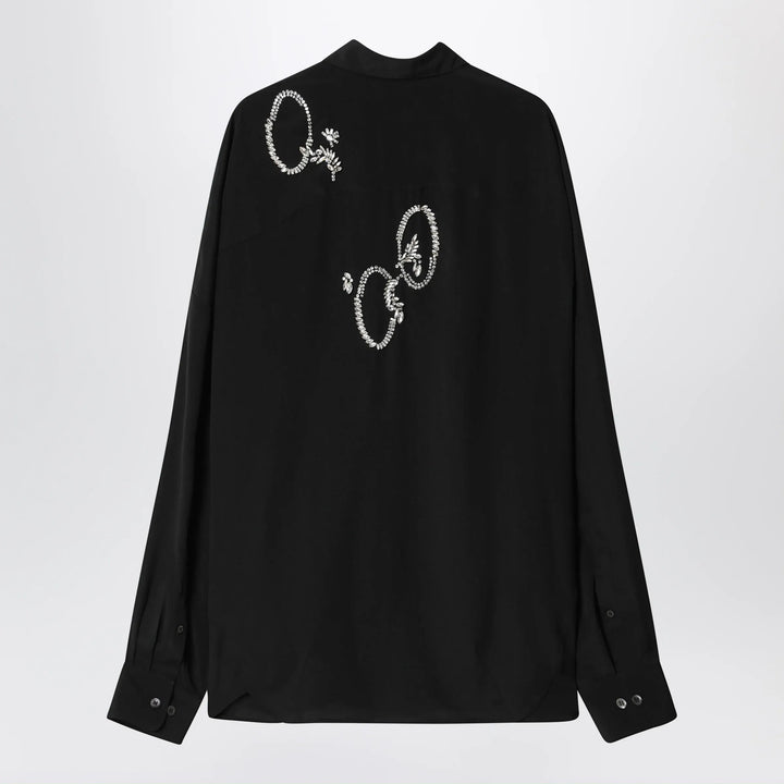 Dries Van Noten - Black shirt with sequin embroidery Brand Apparel &amp; Accessories > Clothing > Shirts &amp; Tops