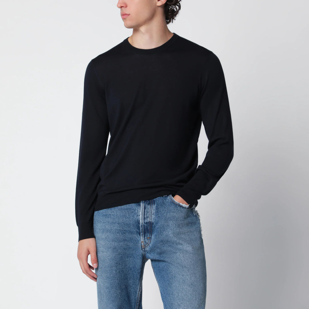 Drumohr - Navy blue wool crew-neck sweater Brand Apparel & Accessories > Clothing > Shirts & Tops 46 IT