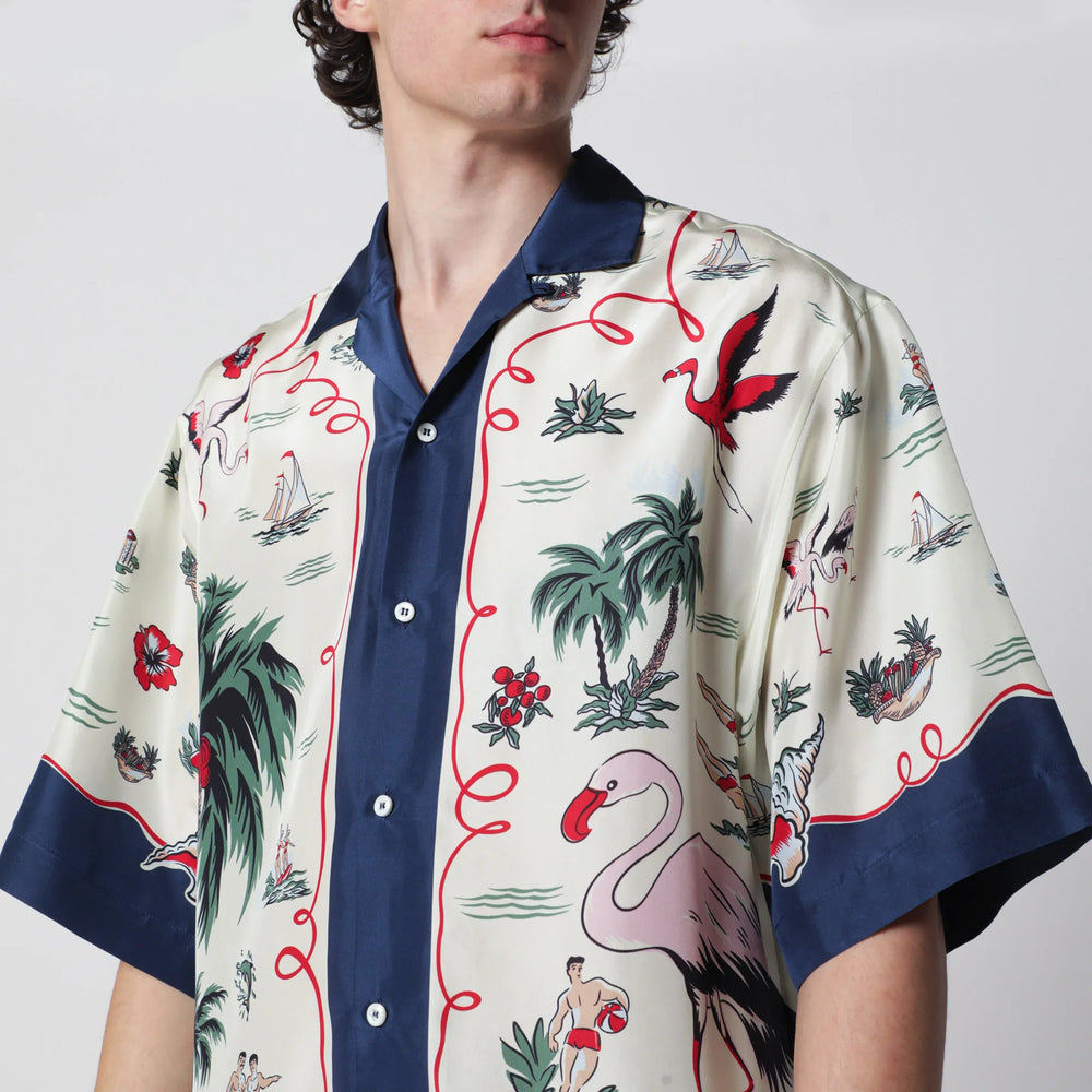 Dsquared2 - Aloha Souvenir silk bowling shirt in multicolor Brand Apparel & Accessories > Clothing > Shirts & Tops