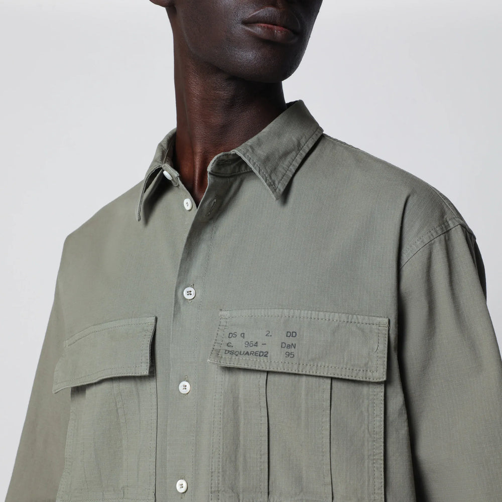 Dsquared2 - Military green cotton shirt Brand Apparel & Accessories > Clothing > Shirts & Tops 50 IT