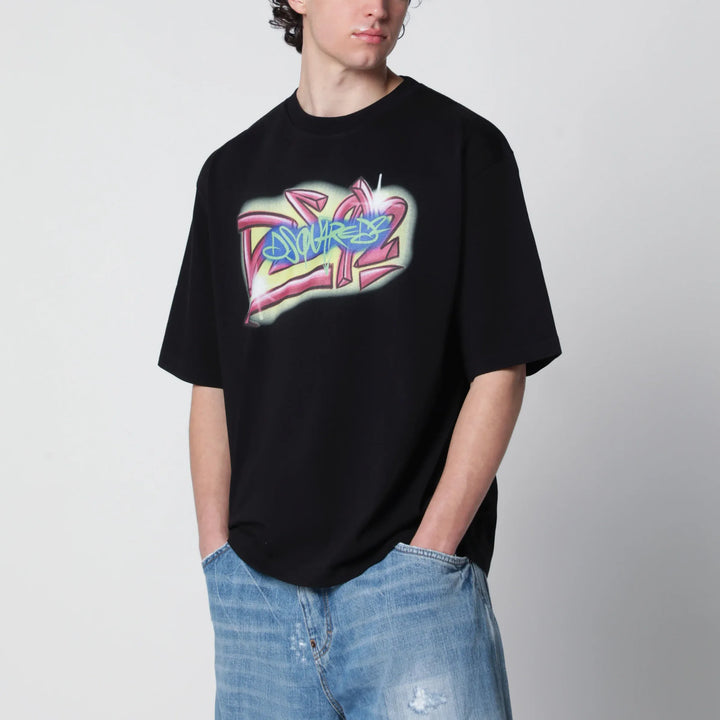 Dsquared2 - Rebel Tags loose-fit cotton T-shirt in black Brand Apparel &amp; Accessories > Clothing > Shirts &amp; Tops