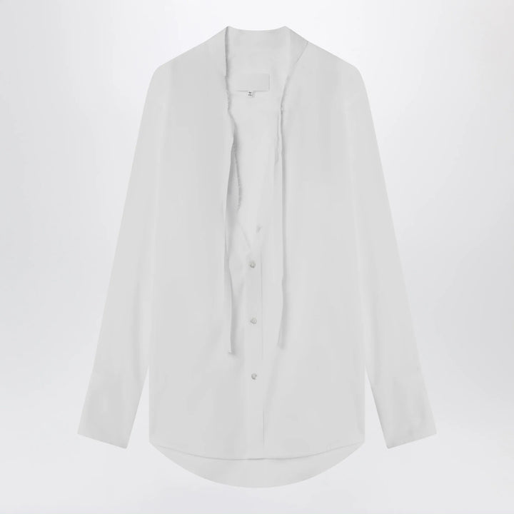 Maison Margiela - Deep V-neck cotton poplin shirt in white Brand Apparel &amp; Accessories > Clothing > Shirts &amp; Tops
