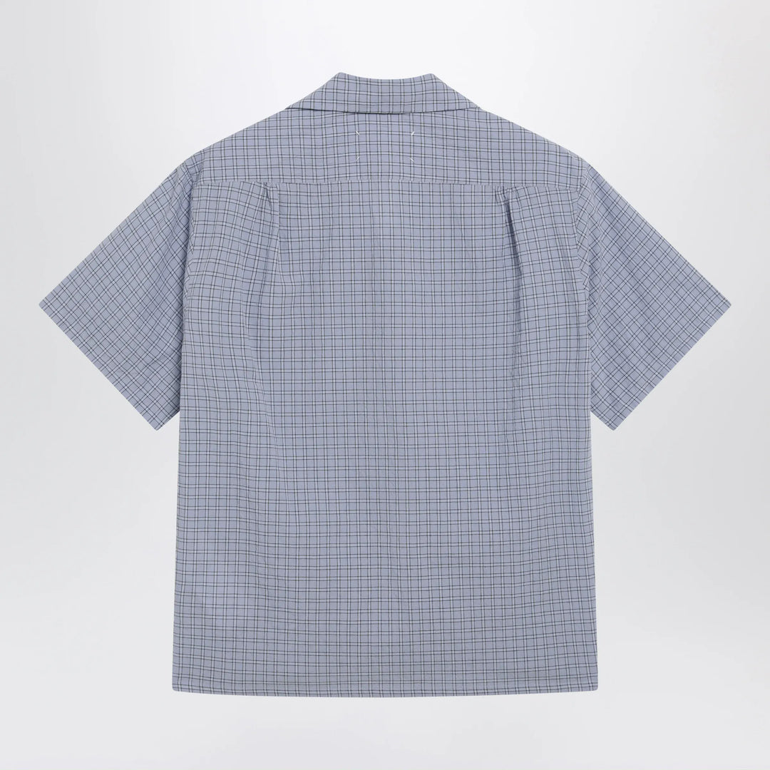 Maison Margiela - Light blue check bowling shirt Brand Apparel &amp; Accessories > Clothing > Shirts &amp; Tops