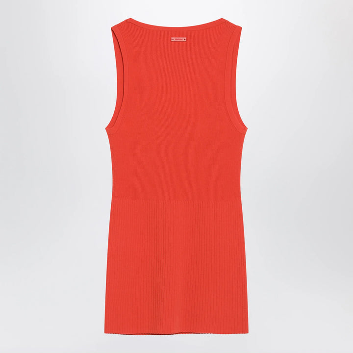 Max Mara - Coral red ribbed technical yarn top Brand Apparel &amp; Accessories > Clothing > Shirts &amp; Tops