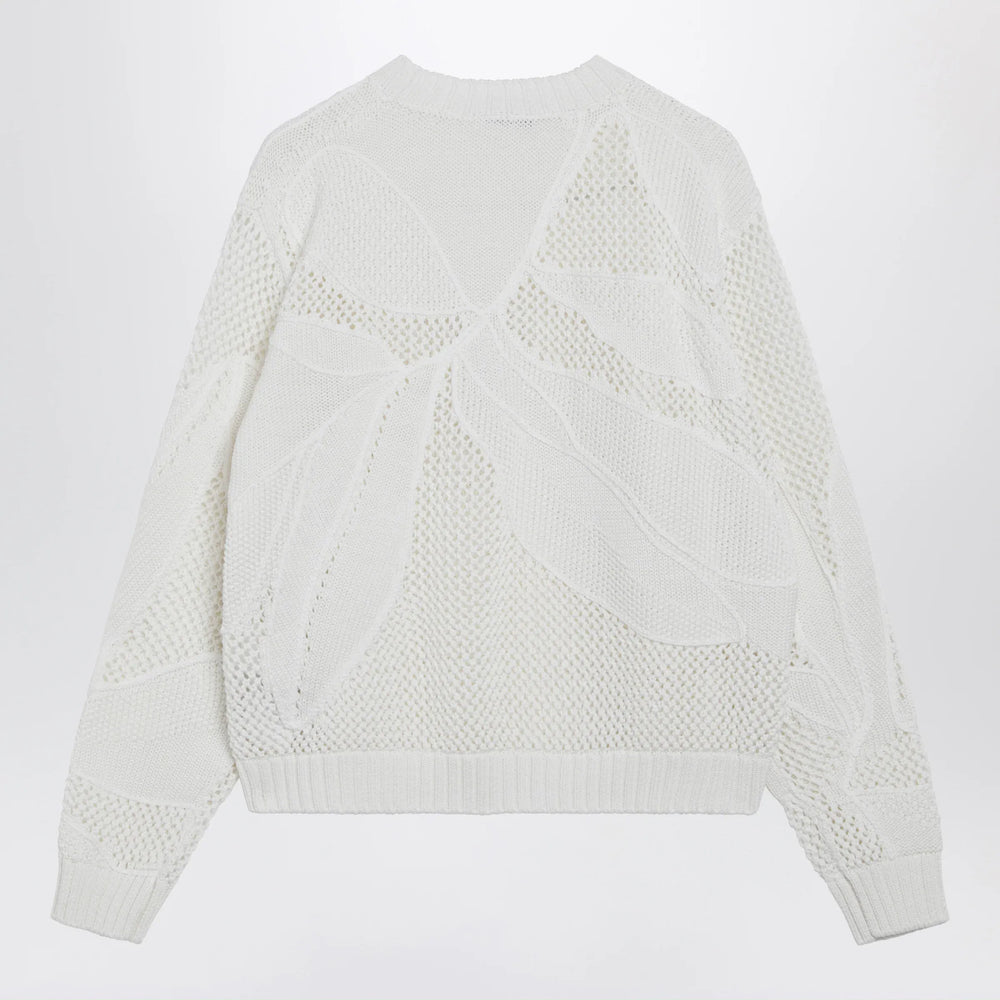 Max Mara - Embroidered cotton crewneck sweater in white Brand Apparel & Accessories > Clothing > Shirts & Tops