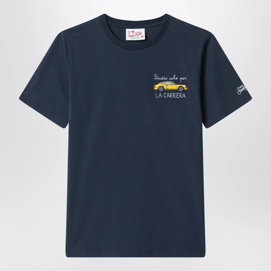 MC2 Saint Barth - Blue T-shirt with car embroidery Brand Apparel & Accessories > Clothing > Shirts & Tops 16