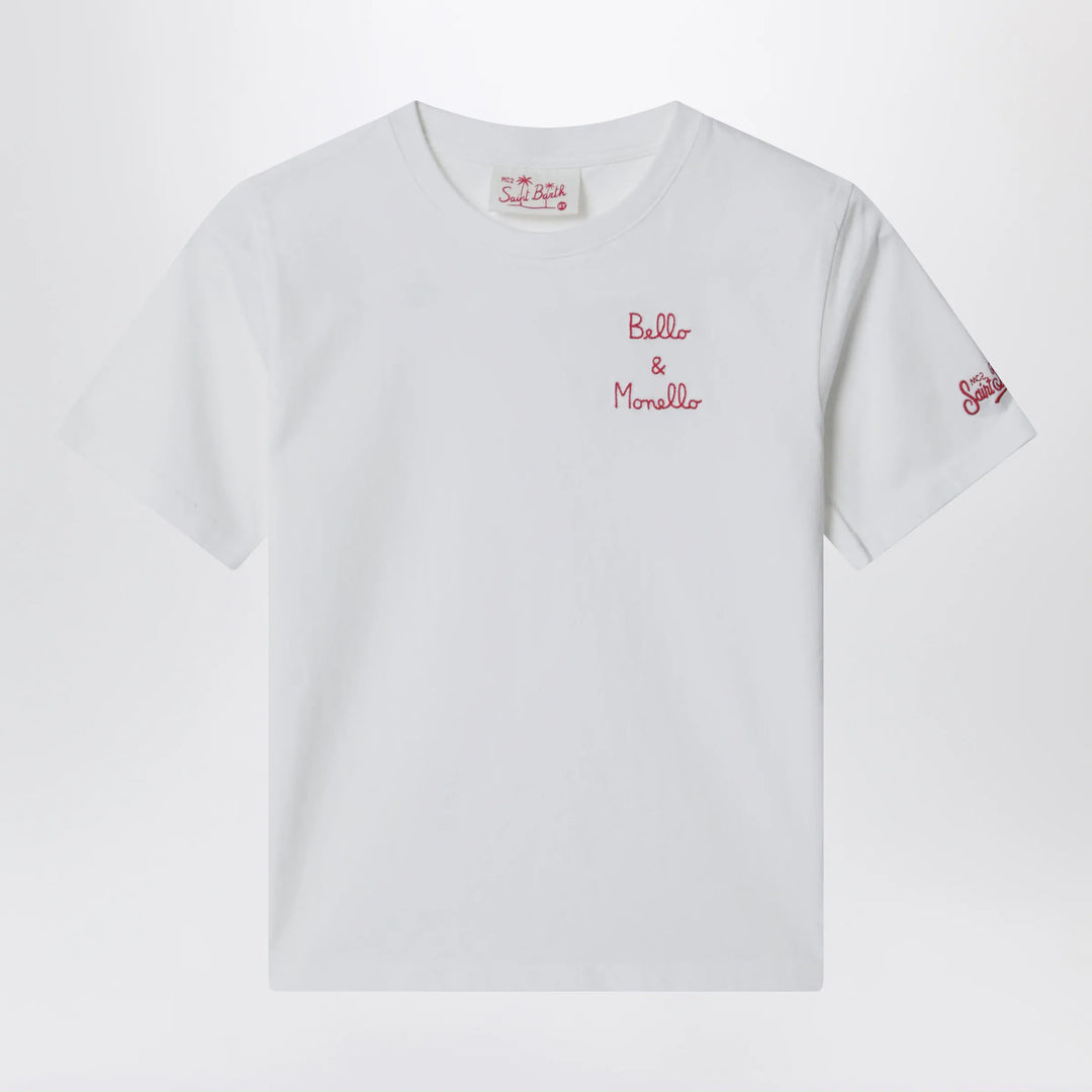 MC2 Saint Barth - White T-shirt “Bello e Monello” Brand Apparel &amp; Accessories > Clothing > Shirts &amp; Tops 8