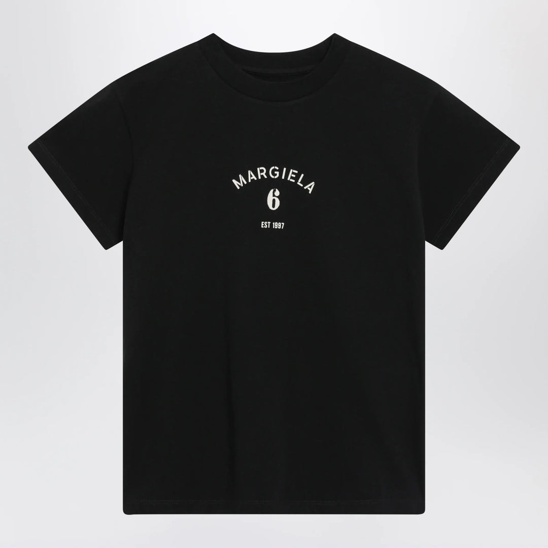 MM6 Maison Margiela - Black T-shirt with logo print Brand Apparel &amp; Accessories > Clothing > Shirts &amp; Tops XS