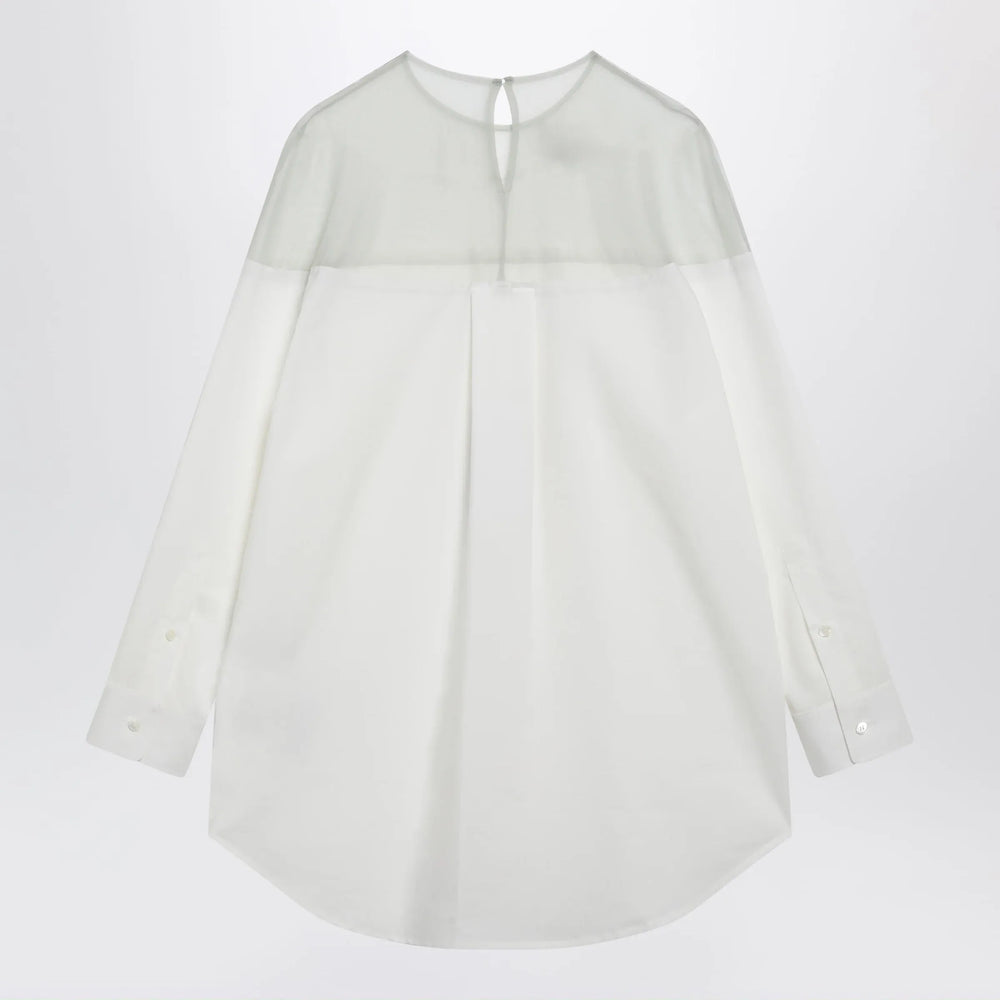 MM6 Maison Margiela - Cotton shirt with sheer panels in off-white Brand Apparel & Accessories > Clothing > Shirts & Tops 42  IT