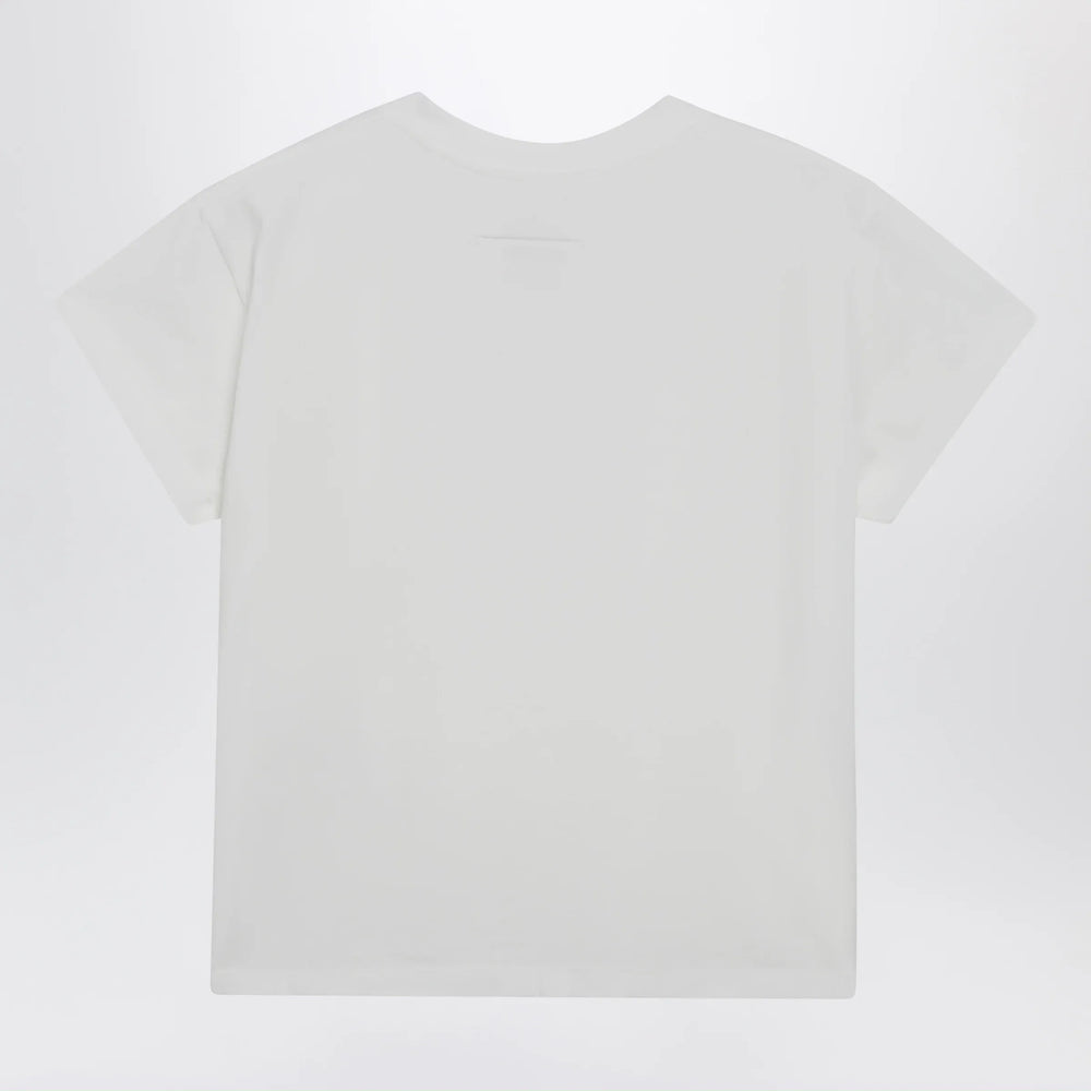MM6 Maison Margiela - Off-white cotton jersey T-shirt with numeric embroidery Brand Apparel & Accessories > Clothing > Shirts & Tops