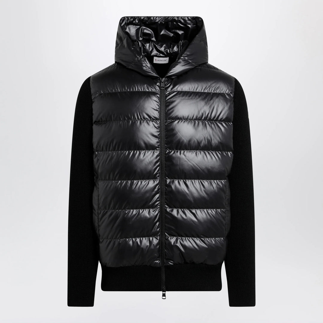 Moncler - Black padded wool zip-up hoodie Brand Apparel & Accessories > Clothing > Shirts & Tops M