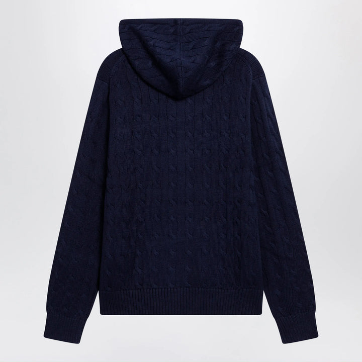 Polo Ralph Lauren - Navy blue cotton cable-knit zip-up cardigan Brand Apparel &amp; Accessories > Clothing > Shirts &amp; Tops