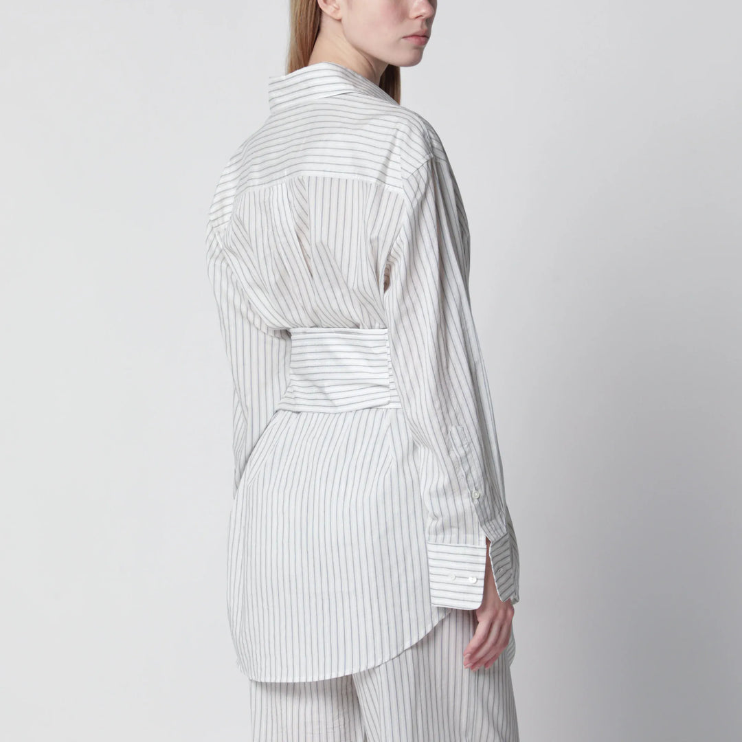 Róhe - Silk striped shirt with belt Brand Apparel &amp; Accessories > Clothing > Shirts &amp; Tops