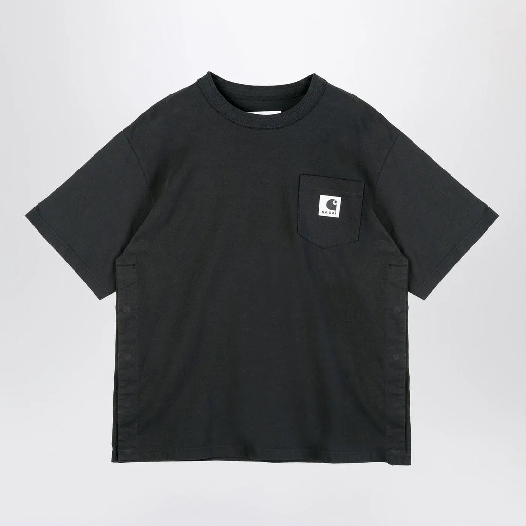 Sacai x Carhartt WIP - Black cotton T-shirt with logo patch Brand Apparel & Accessories > Clothing > Shirts & Tops 1